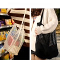 Large Capacity stitching mesh bag Korean style hollow handbag canvas nylon mesh three-dimensional supermarket shopping bag beach bag. 