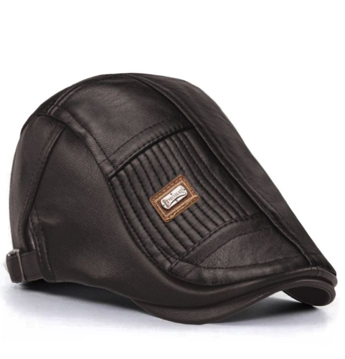 Casual%20Leather%20Skin%20Friendly%20Soft%20Classic%20Design%20Men's%20Flat%20Cap%20-%20Image%203