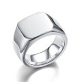 Wholesale High Polished Blank Men's Finger Rings Sliver And Gold Color Square Shape Stainless Steel Signet Ring For Men. 