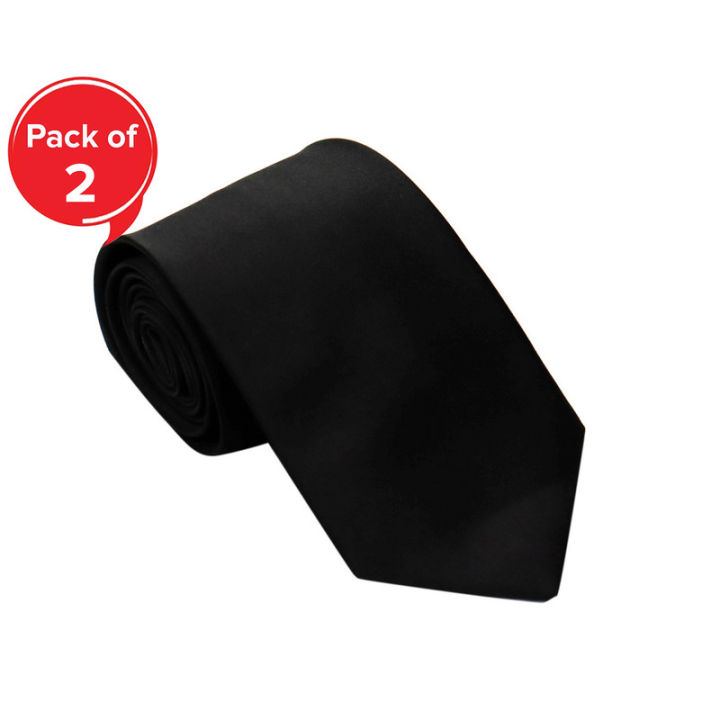 Black Plain Tie Set Of 2 For Men