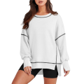 Womens Casual Crewneck Sweatshirts Long Sleeve Oversized Trendy Contrast Stitching Fall Pullover Tops. 