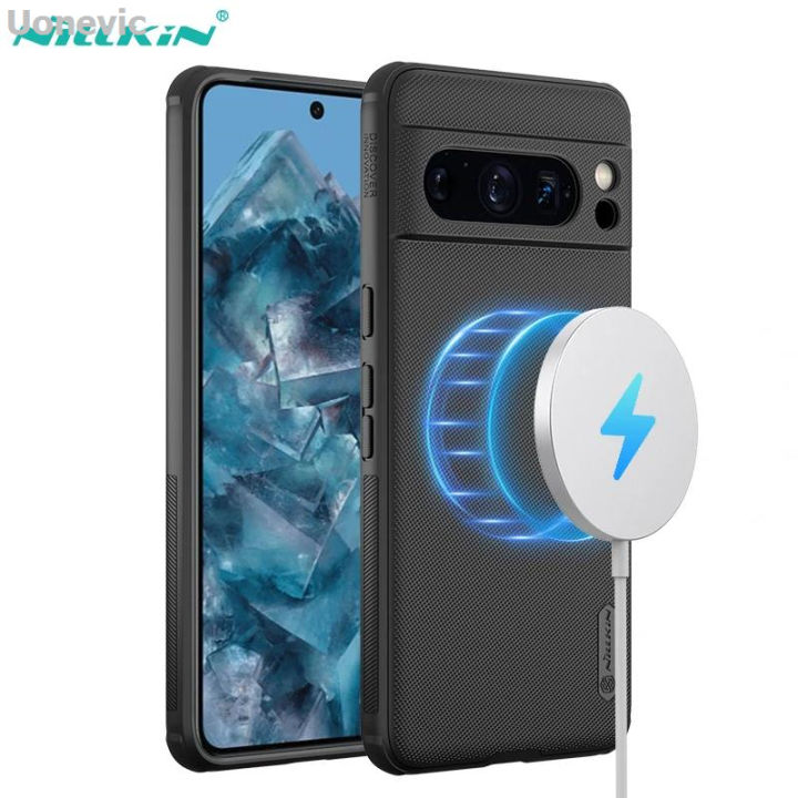 Uonevic Case el 8 hand in GoogU magnetic wireless hield sted sin fro Nillk MagSa Sales promotion fe case for Google Pixel 8 Pro Pro with charging back cover for le Pix