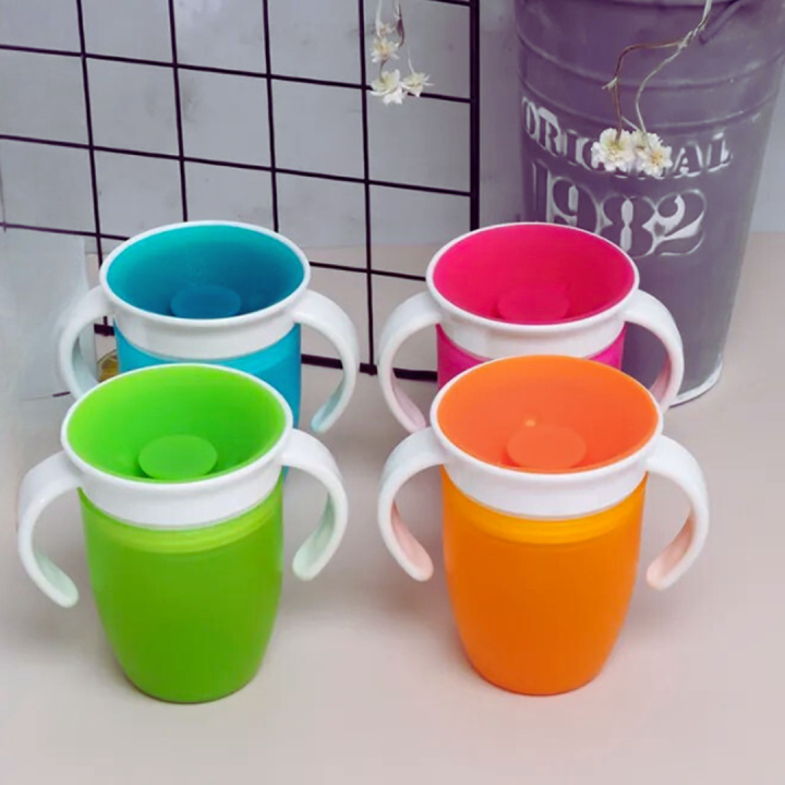 Toddler Learning Sippy Cup with 360° Rotation, Dual Handles & Sealed ...