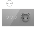 16A Wall Socket Touch Sensor Switch Europe Russia Spain Germany Grey Crystal Glass Panel Home Improvement C EU Plug. 