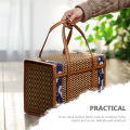 JAERBEE Fruit Basket Bamboo Woven Portable Simple Handheld Picnic Food Container Foldable Snacks Containers Kids 40x20x25cm,A. 