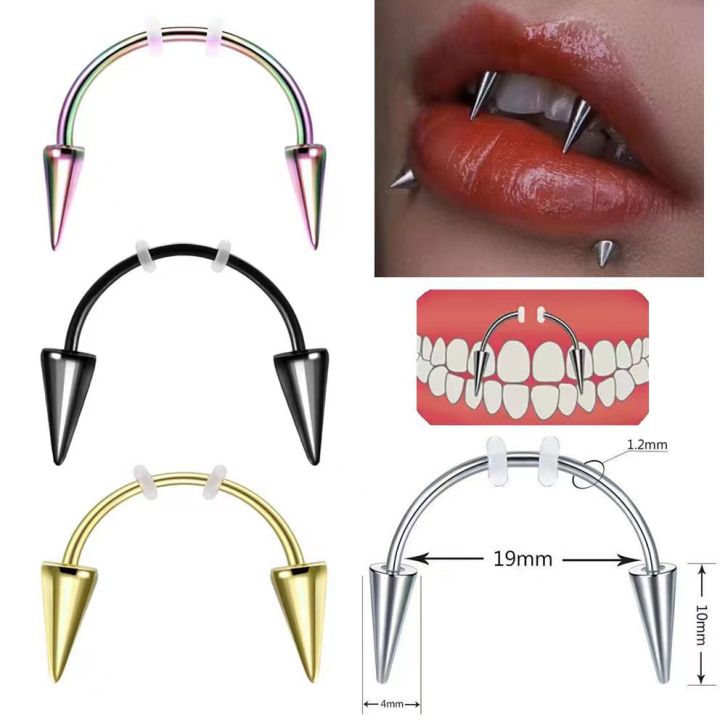 【Year-End Sale】Stainless Steel Nail Nail C Rod Smile Tiger Tooth Nail Demon Vampire Jewelry