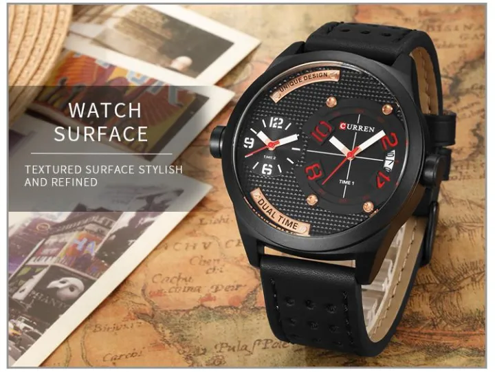 CURREN%20%208252%20Dual%20Time%20Analog%20Quartz%20Watch%20For%20Men-%20Red/Black%20-%20Image%204