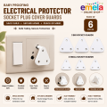 Baby Proofing Electrical Protector Socket Plug Cover Guards - Pack of 6 , White, Open Socket Guards Protector for Kids Safety, Electric Plugs Cover, Baby Safety Product. 