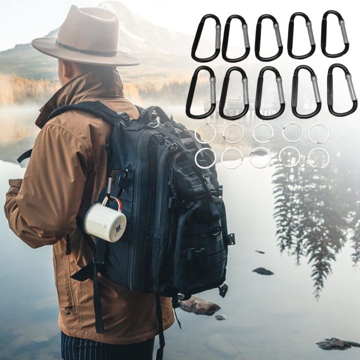 Kqueebee%2010PCS%203inch/8CM%20Aluminum%20Carabiner%20Clips,Premium%20D-Ring%20Caribeaner%20with%20Keyring%20for%20Home%20RV%20Camping%20Fishing%20Hiking%20Traveling%20Backpack%20and%20Keychain%20-%20Image%207