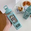 Square Water Bottle with Straw 900ML Reusable Leakproof Anti Slip for Home Office. 