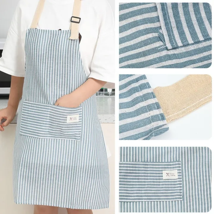 Cute%20Cotton%20Linen%20Kitchen%20Aprons%20Sleeveless%20Oil-proof%20Chef%20Work%20Apron%20Hanging%20Neck%20Breathable%20Cooking%20Apron%20-%20Image%204