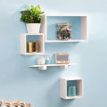 White Cube and Rectangle  Wall Shelf Wall Mounted Wall Display Rack Shelves for Living Room Home Décor Items. 