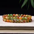 【Best Price Guaranteed】Natural Peacock Agate Single Circle Bracelet Crystal Transparent Color Green Men's and Women's Jewelry Bracelet. 