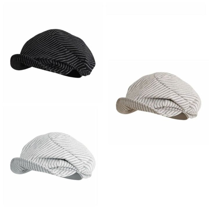 Casual%20Cotton%20and%20Linen%20Striped%20Berets%20Y2k%20Japanese%20Octagonal%20Hat%20British%20Cap%20Short%20Brim%20Painter%20Caps%20Daily%20-%20Image%203