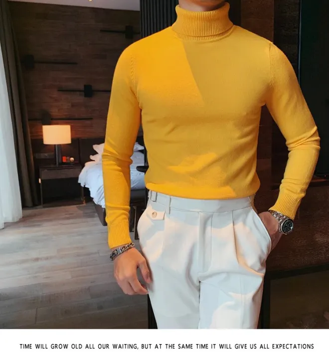 Yellow%20Solid%20Highneck%20Turtleneck%20Pullover%20Sweater%20for%20Men%20-%20Image%203