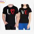 Binay Embroidery Couple 2 Pcs Black Love Double Color Printed T-Shirt For Men & Women - Fashion | T-Shirts | Unisex | Upper Wear |. 
