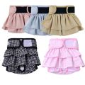 Washable Female Dog Diaper Cute Houndstooth Dress Short Underware Belly Bands Reusable Pet Panties Sanitary Pant Diapers. 