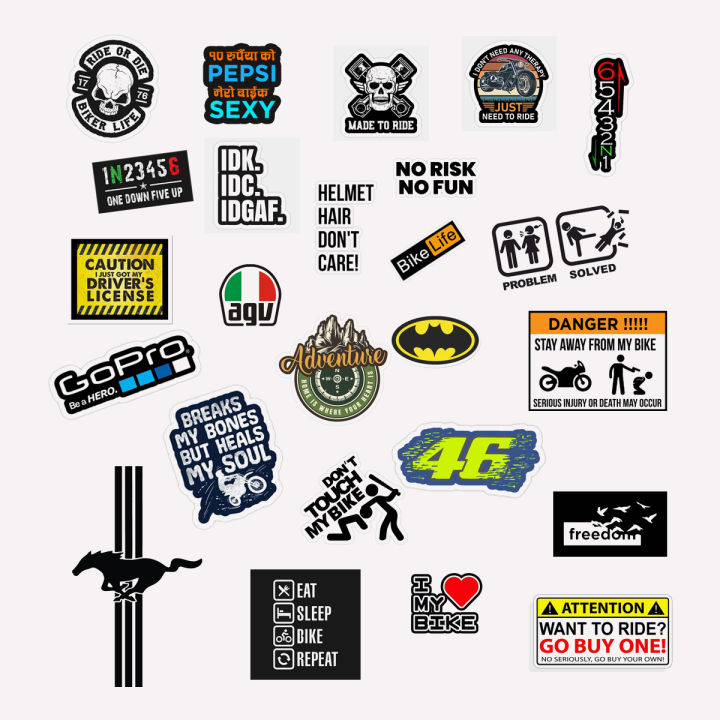 Sticker Pack for Bike, Car, Laptop, Cycle, Helmet, Wallet, Freeze water proof 25 pcs