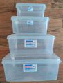 Bagmati 4 Pcs White Transparent Rectangular Plastic Utility Container. 