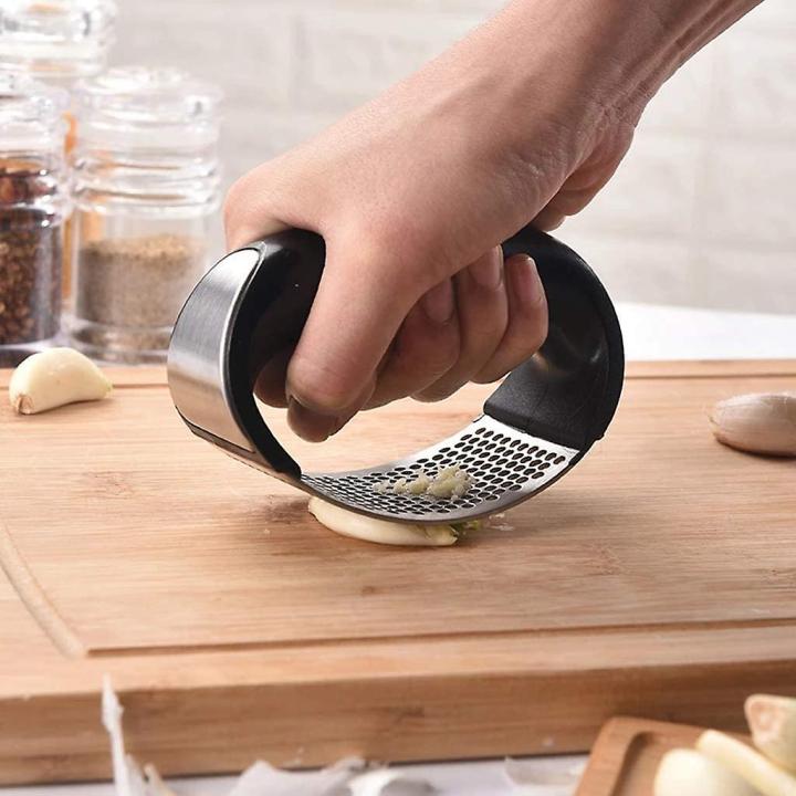 Stainless Steel Creative Hand Press Garlic Press Metal Chopper Mincer Squeezer Crusher Tools | Garlic Press With Easy Grip Handle