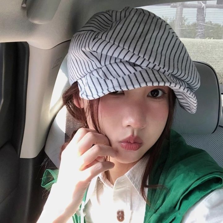 Casual%20Cotton%20and%20Linen%20Striped%20Berets%20Y2k%20Japanese%20Octagonal%20Hat%20British%20Cap%20Short%20Brim%20Painter%20Caps%20Daily%20-%20Image%204