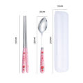 Tableware Ceramic Cute Set Stainless Steel Cutlery Portable Tableware Cartoon Chopsticks Spoon Fork Handle Students. 