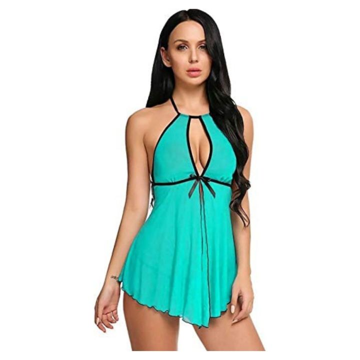 Women Babydoll Nightwear Lingerie with Open Front With G-String