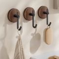 Northern Europe Wood Wall Mount Hook Self-adhesive Black White Wall-mounted Storage Hook Waterproof No Drill Towel Rack Ornament. 