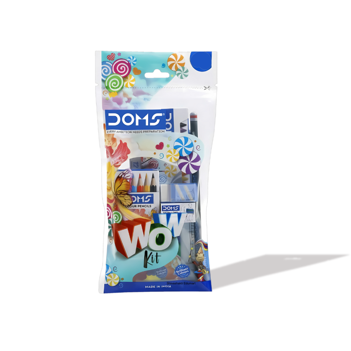Doms Wow Kit- 7 Stationery Items In 1 Kit | DOMS Value Pack Set | DOMS Wow Kit For Kids | Perfect Gift For Kids