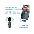 2.4GHz 2 In 1 Wireless Microphone, Digital Mini Portable Recording Clip Mic With Receiver for All Type-C Lightning Mobile Phones Camera Laptop. 