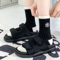 HOT Sweet Lolita Flower Cotton Socks Japanese Camellia Rose Socks Women Girls Students Ins Skirt Matching Black White Mid-tube Sock. 
