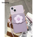 Sutuiying 3d Fancy Card Slot Soft Case for Iphone 15 14 12 Pro Max 2025 1311 X Xr 7 8 plus with Hanging Rope Silicone Cover. 