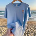 Cross border 2025 summer new men's t-shirt round neck short sleeve loose trend fashion print versatile casual top. 