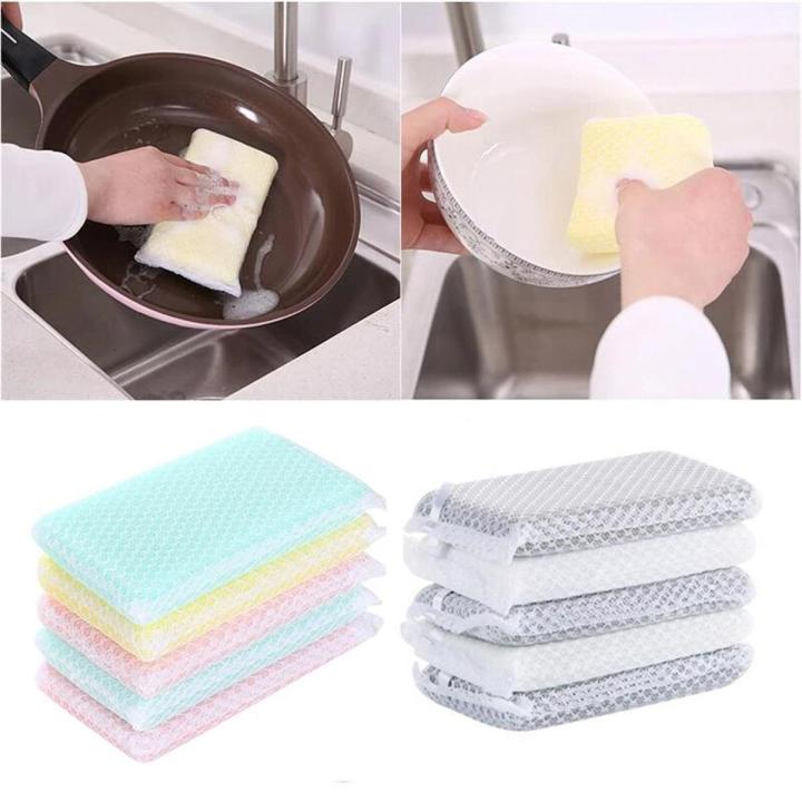 5pcs Cleaning Sponge Kitchen with Mesh Sponge Household Cleaner for Dish Cup Bowl Washing Supplies for Home