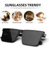 Black Square Rimless Sunglasses For Men |Black Casual Sunglasses For Men | Fashion Accessory For Men. 