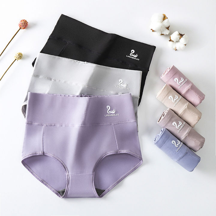 High-waisted cotton women's underwear swan belly warmer plus size fat MM graphene antibacterial crotch triangle panties