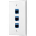 1Pack 3-Port Ethernet Wall Plate, RJ45 Wall Plate with RJ45 Inline Coupler Insert,Cat6 Jack Wall Plate. 