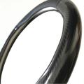 Black Carbon Fiber Leather Stitching Steering Wheel Cover Anti-Slip 38cm 15". 