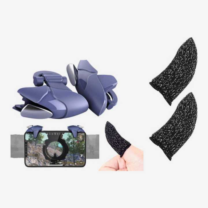 Mobile Game Finger Sleeve + Blue Shark Pubg Trigger Combo