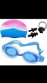 Unisex Combo Of Silicone Swimming Cap, Goggles And Ear Plug, (Colour May Vary). 