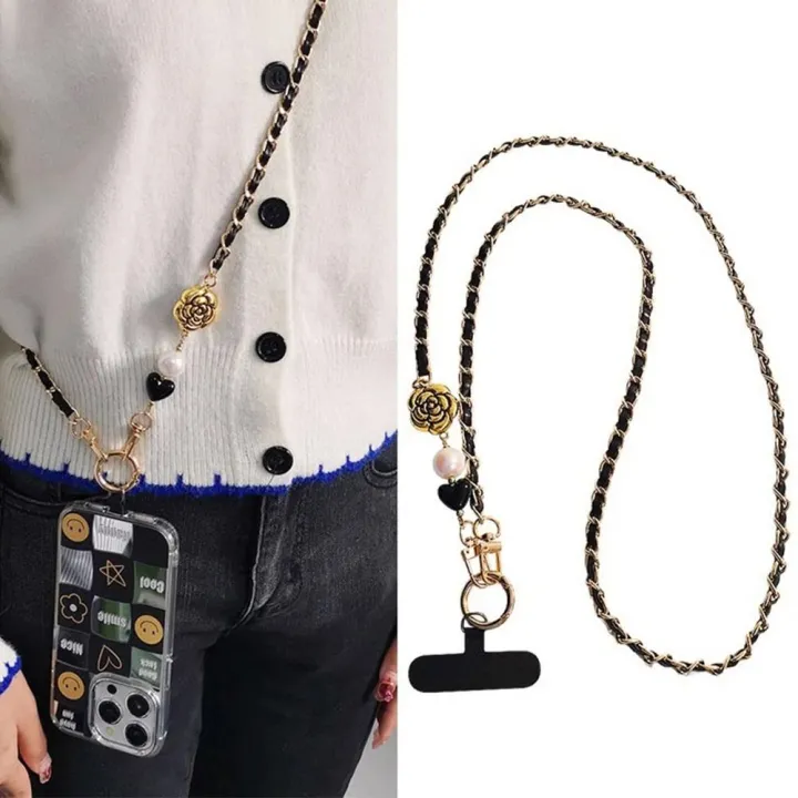 Mobile Robe Chain New Universal Mobile Phone Hanging Rope Pearl String Leather Crossbody ...
