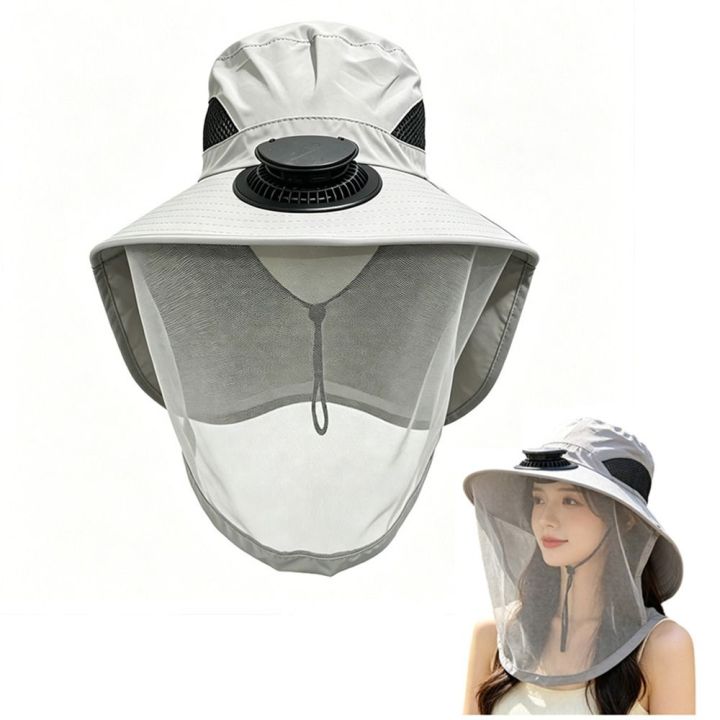 Casual%20With%20Net%20Mesh%20Mosquito%20Head%20Net%20Hat%20Foldable%20Breathable%20Wide%20Brim%20Sun%20Cap%20UV%20Protection%20High%20Wind%20Power%20Solar%20Fan%20Hat%20Fishing%20-%20Image%204