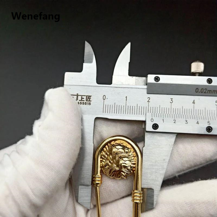 Wenefang 1pc Alloy Double Lion Head Brooch Pin Fashion DIY Safety Pins Women High Quality Waist Closing Artifact Men Suit Jacket Decoration Jewelry