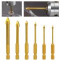 Kqueebee 6 Pcs Glass Drill Bits Set Tile Ceramic Drilling Set 3/4/5/6/8/10mm for Porcelain Marble Mirror & 5 Pcs Multi-Material Drill Bit Set for Tile,Concrete, Brick and Wood Tungsten. 