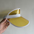 Summer Sun Hat Transparent Visor Clear Plastic PVC Anti-UV Sunscreen Cap Muqin. 