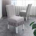 Set Of 4 And 6 Pieces Stretchable Dining Chair Cover With Skirt. 