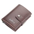 With Magnetic Buckle Men's Short Wallet Fashion Multi-position Contracted Two Fold Wallet Soft Urban Recreational Male Leather Purse Card Holder. 