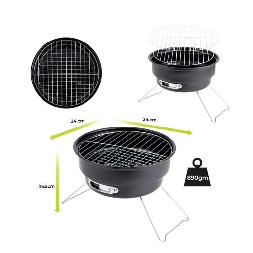 Round Barbeque Stand With Grill Foldable Camping Picnic Garden Festival Cooker Charcoal BBQ