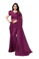 Mysa Fashions  Purple  Designer Jacquard Net Saree with Unstitched Blouse Piece for Women. 