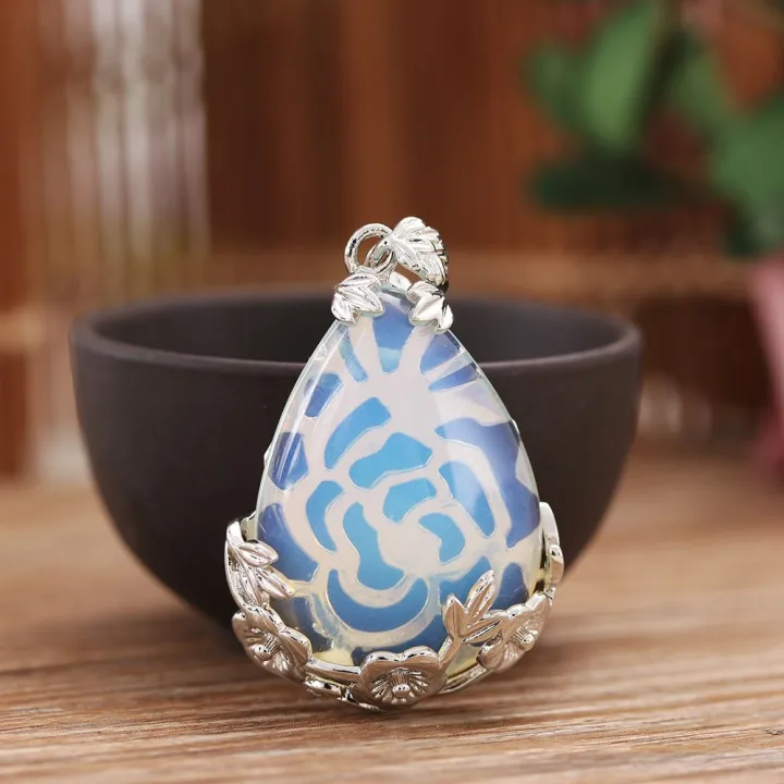 Vintage%20Reiki%20Healing%20Inlaid%20Flower%20Crystal%20Stone%20Necklaces%20Pendants%20Opal%20Turquoise%20Amethyst%20Agate%20Natural%20Quartz%20-%20Image%204